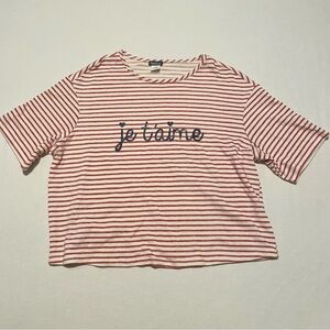 Kim & Co Je T’aime Womens Cropped Tshirt Size 2XL